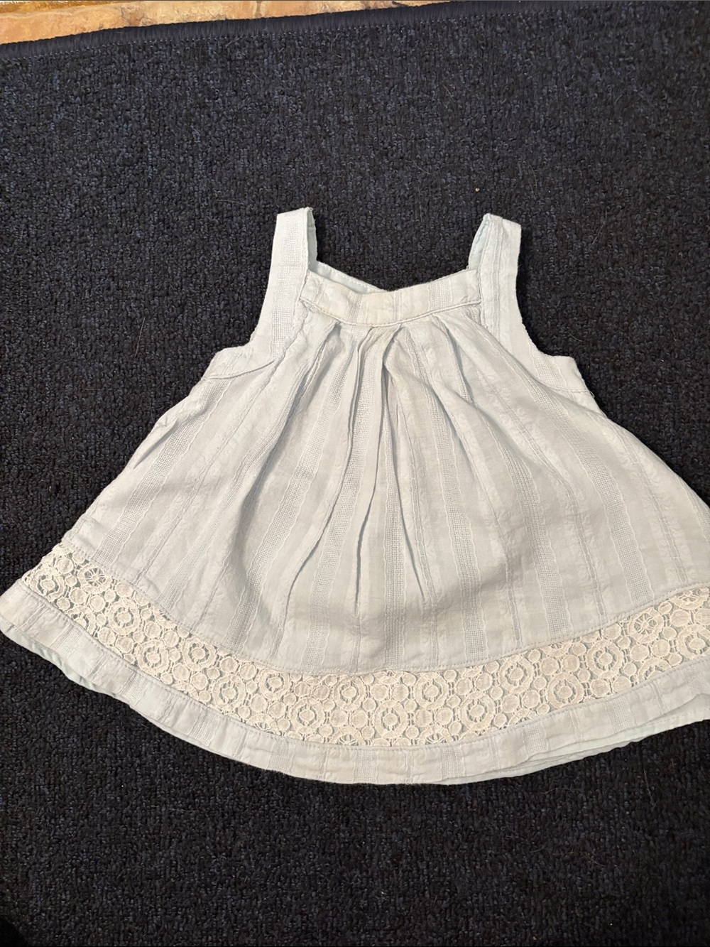 Toddler Girls Light Blue Sleeveless Lace-Trim Tank Top